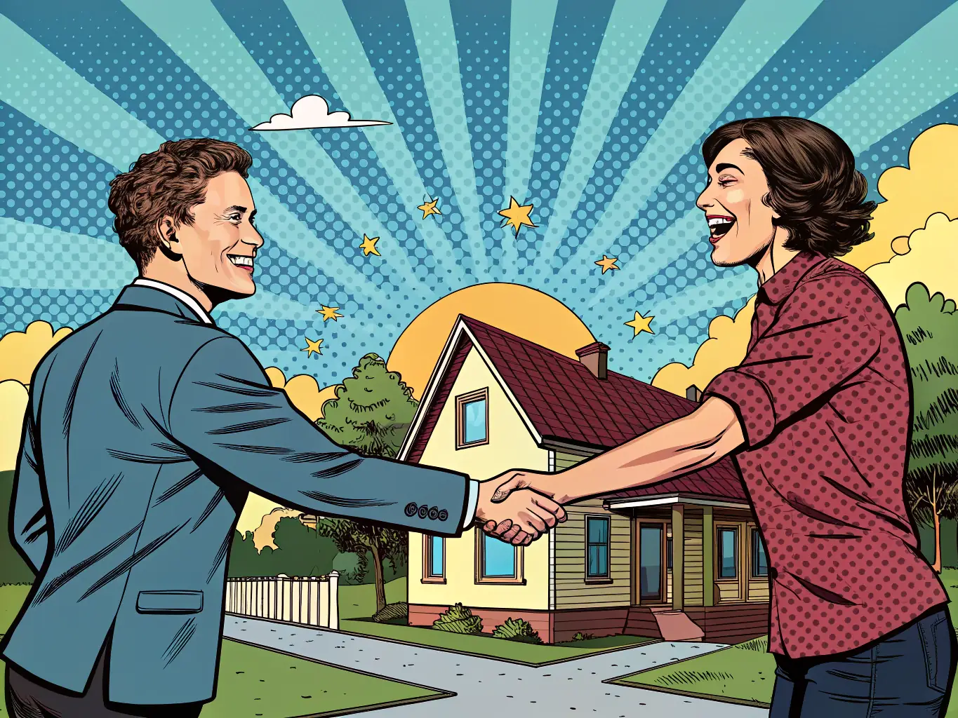 An image showing a hand shaking another hand over a house key, symbolizing a smooth and commission-free transaction with Stand Up Properties LLC.